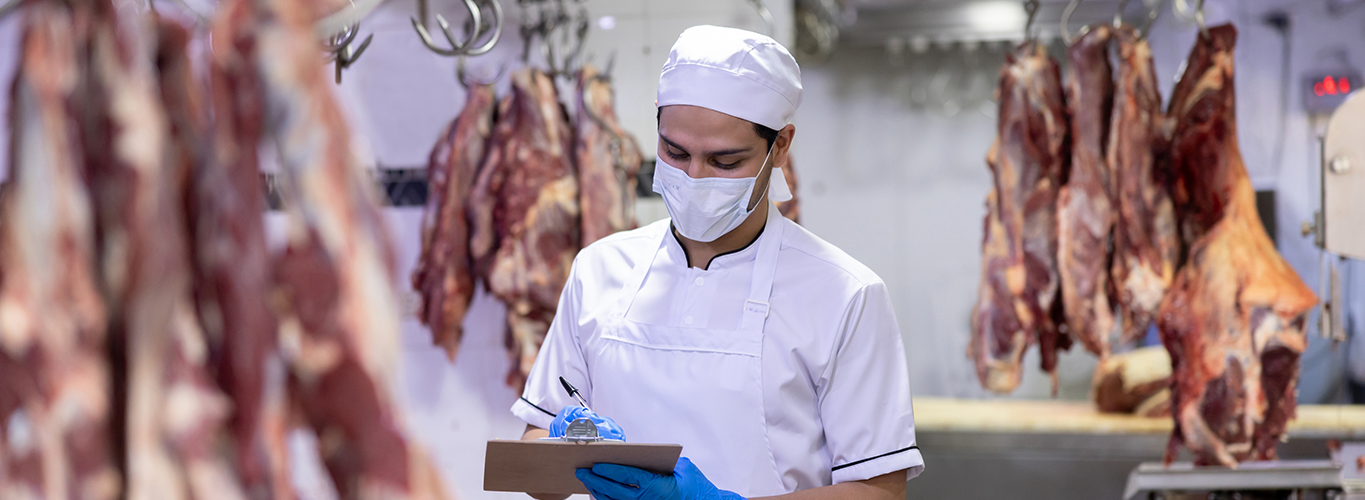 Inspector reviewing beef carcasses during meat processing services Meat Processing in Rockford IL