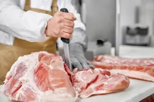 Meat is processed at Harvester Meat Co., one of the top slaughterhouses in the Peoria IL area